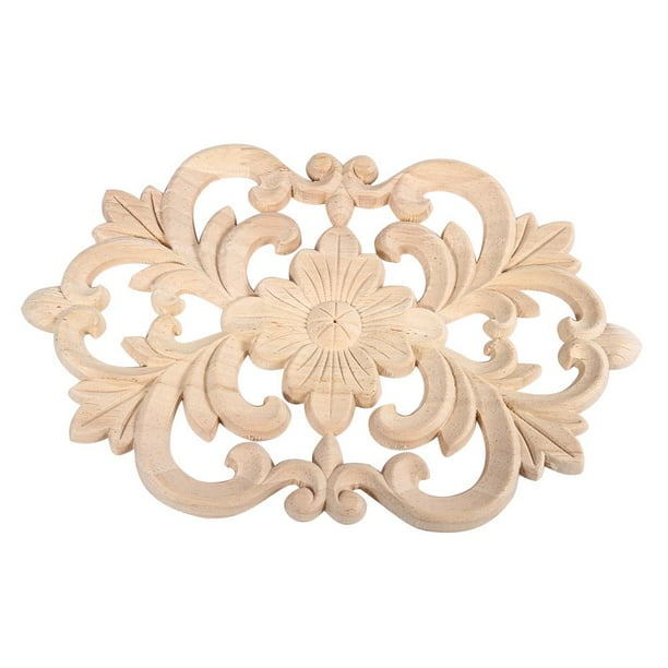 1Pc Wood Carved Onlay Applique Unpainted Furniture For Home Door Home Use 